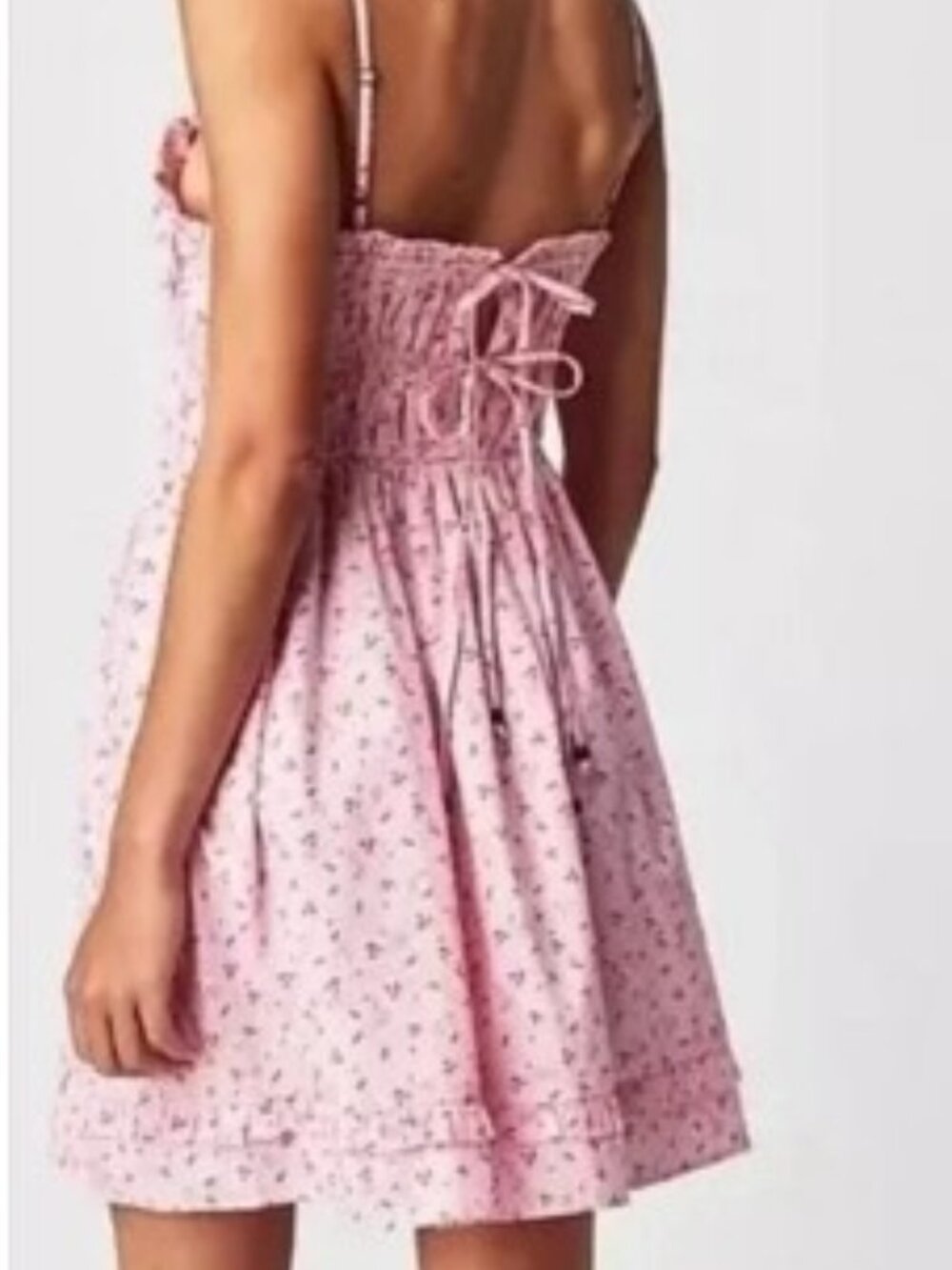 Free People Gabby Cotton Pink Floral Mini Sundress Size